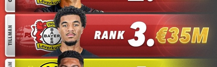 奇亿果体育入口-今夏德甲TOP5引援：拜仁7000万欧签迪亚斯居首 药厂2席堂安律上榜